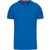 Pánské bavlněné tričko vyšší gramáže s výstřihem do V K357 modrá královská