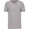 Pánské elastické tričko s výstřihem do V Kariban K3014 šedý melír