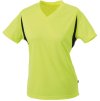 Pohodlné dámské běžecké tričko s krátkým rukávem a výstřihem do V žlutá fluo