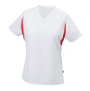 Pohodlné dámské běžecké tričko s krátkým rukávem a výstřihem do V bílá červená