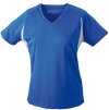 Pohodlné dámské běžecké tričko s krátkým rukávem a výstřihem do V modrá královská