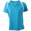 Dámské běžecké prodyšné triko s výstřihem do V s kontrastními vsadkami tyrkysová