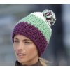 Trendy 3-barevná háčkovaná čepice s bambulí (kulich)
