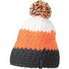 Trendy 3-barevná háčkovaná čepice s bambulí (kulich)  karbon oranžová