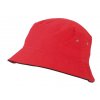 Dětský letní klobouk s proužkem na okraji v kontrastní barvě z bavlny červený