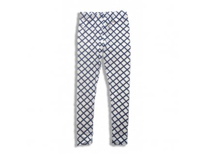 W.D Bílé legíny s modrým kosočtvercovým (mřížkovým) vzorem