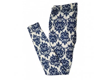 Dámské/Dívčí legíny – Barokní (Damaškový) vzor, Černo-bílé