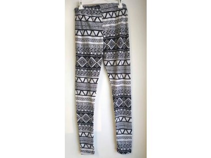 W.D. Dámské legíny s černobílým aztéckým/etno vzorem NSW-4110