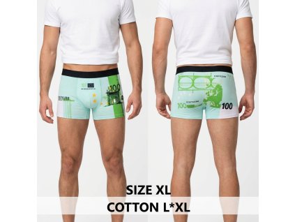 Pánské bavlněné boxerky se vzorem Euro bankovky C100