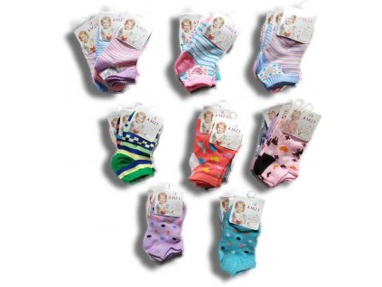Kotníčkové bavlněné ponožky dětské dívčí 3 páry