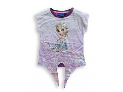 Tričko FROZEN fialové s flitry a uzlíkem bavlna VSUN CITY