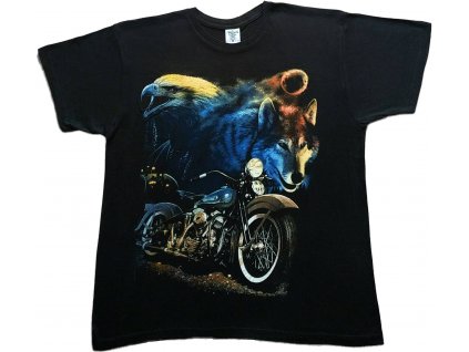 Pánské tričko s potiskem Motorka, orel a vlk