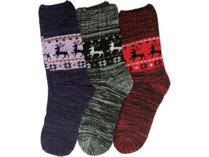 Zimní/Vánoční Ponožky Merino Look - Hřejivé Zdravotní Termo Ponožky (BALENÍ 3 KUSY)