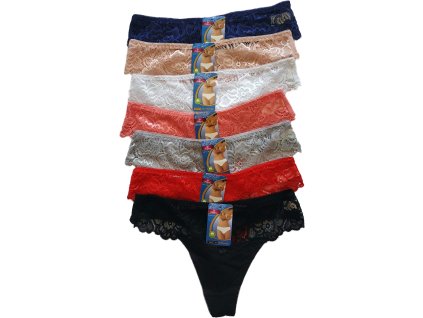 Dámské bavlněné kalhotky tanga s krajkou 6618