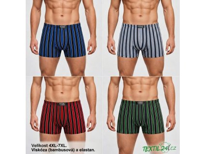 Mix barev pánských bambusových boxerek FM 608 pro plnoštíhlé postavy.