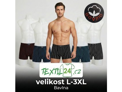 Pánské bavlněné boxerky s proužkem, sada více barev, velikosti L až 3XL – Textil 24.