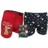 SET: Vánoční Boxerky FANNIFEN - Červený Pejsek a Modrý Vzor (2 Kusy)G5180