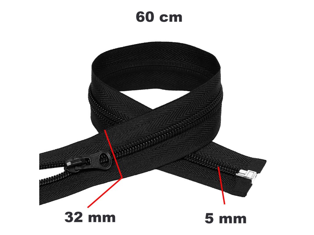 Zip spirálový Dělitelný Černý 32 mm délka 60 cm