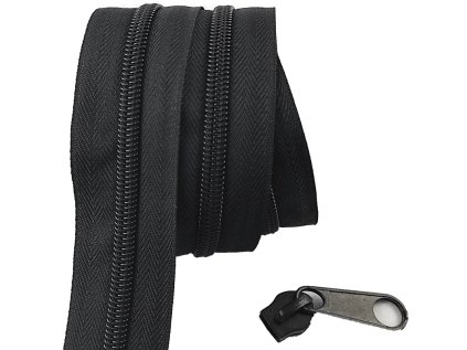 Zip spirálový černý 5 mm metráž