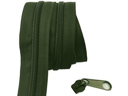 zip spiralovy khaki 5 mm metraz 2