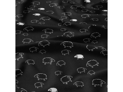 Bavlněné látky, metráž. Ovečky na Černém