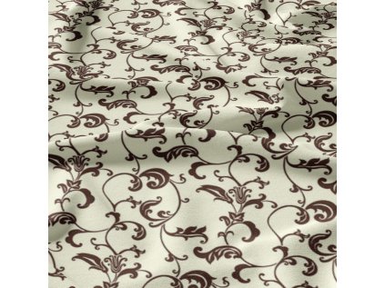 Dětská bavlněná látka metráž Oriental Hnědý na Béžovém