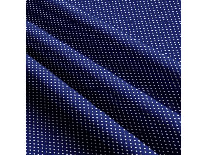 Dětské bavlněné látky, metráž. Puntík 2 mm, Bílý na Modrém