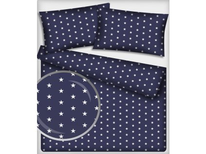 Dětská bavlněná látka Hvězdy Bílé na Granátovém