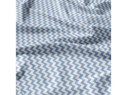 Dekorační dětské bavlněné látky, metráž. Cikcak Modrý