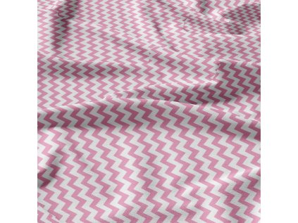 Dekorační dětské bavlněné látky, metráž. Cikcak Růžový