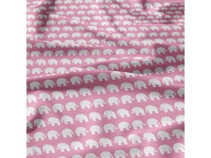 27896 2 bavlnene latky metraz sloni na ruzovem
