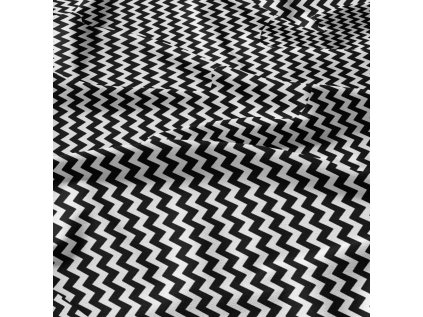 Dekorační dětské bavlněné látky, metráž. Cikcak Černý