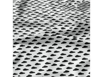 Bavlněná látka Mrak Černý na Bílém