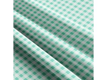 Dětské bavlněné látky, metráž. Kostka 8 mm, Mentolová