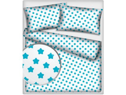 Dětská bavlněná látka Perníky Tyrkysové na Bílém