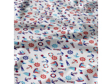 Dětská bavlněná látka metráž Moře na Bílém