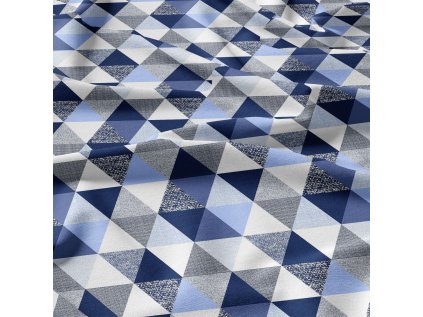 Bavlněná látka Trojúhelníky 9 cm, Modré