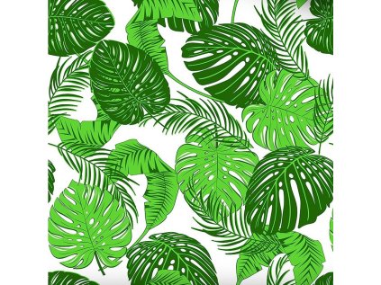 Bavlněná látka Listy Zelené na Bílém