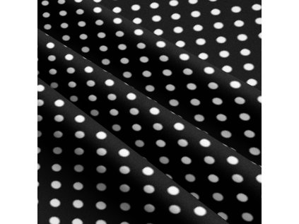 Dětské bavlněné látky, metráž. Puntík 10 mm, Bílý na Černém