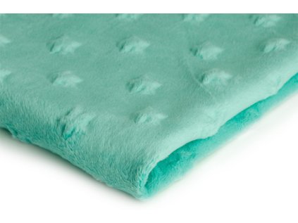 Látky mikroplyš Mínky Hvězdy, barva Mentolová 20