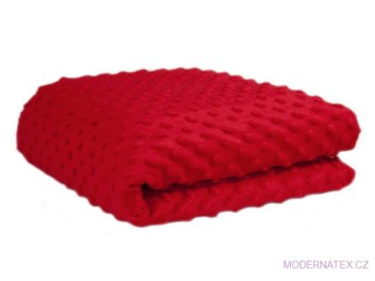Látka mikroplyš Minky 380 Puntík, barva Červená