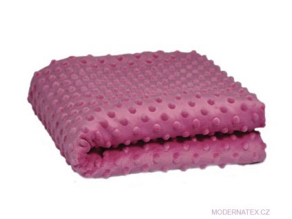 Látka mikroplyš Minky 380 Puntík, barva Sv. Fuchsiová
