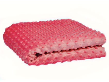 Látka mikroplyš Minky 380 Puntík, barva Koralová