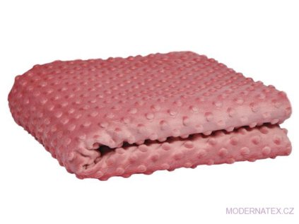 Látka mikroplyš Minky 380 Puntík, barva Staro Růžová