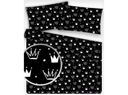 29291 1 detska bavlnena latka korunky bile na cernem