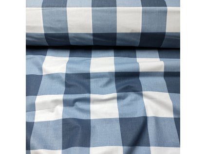 Dětské bavlněné látky, metráž. Kostka 8 cm, Modrá