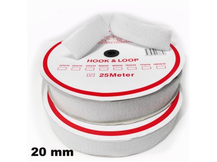 Pásek na suchý zip našívací Háček a Smyčka set bílý 20 mm x 25 bm