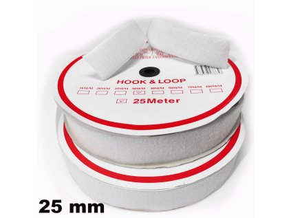 Pásek na suchý zip našívací Háček a Smyčka set bílý 25 mm x 25 bm