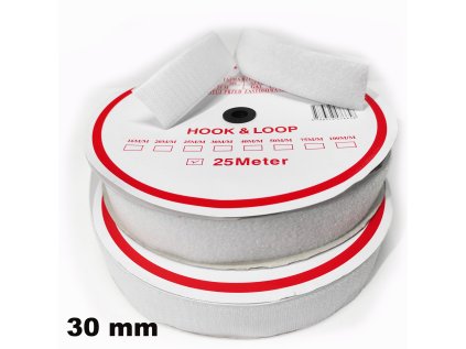 Pásek na suchý zip našívací Háček a Smyčka set bílý 30 mm x 25 bm