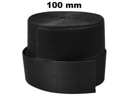 Pásek na suchý zip našívací Háček a Smyčka set, barva Černá 100 mm x 25 bm